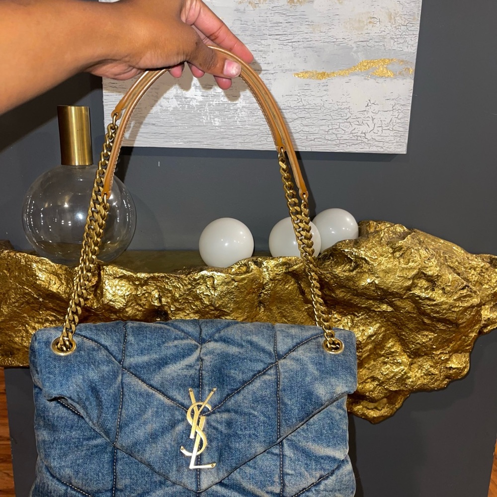 Authentic YSL Small Denim Puffer Bag - Picture 7 of 14